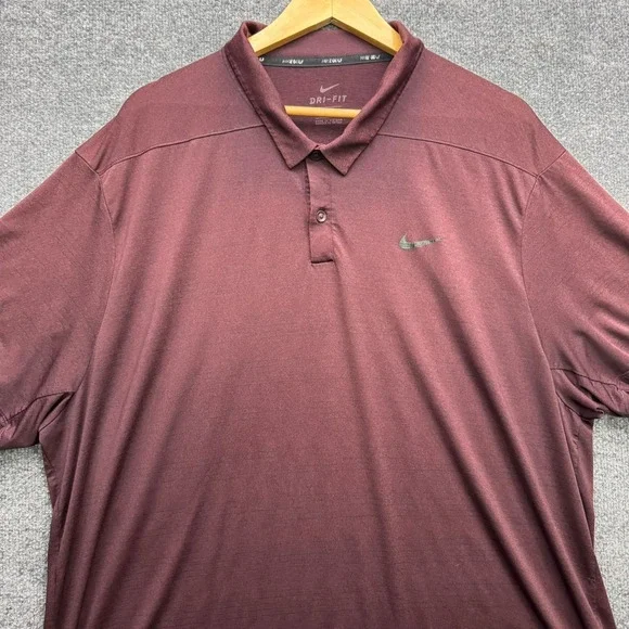Nike Golf Polo Shirt Mens Size XXL Burgundy Short Sleeve Dri-Fit Performance Top - Picture 7 of 12